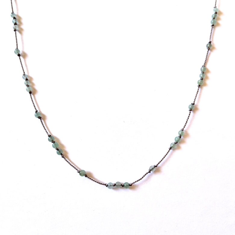 Hand Knotted Gemstone Necklace with Charm Clasp - Andrea Shelley