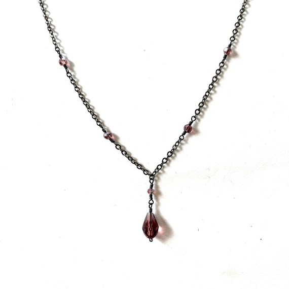 Burgundy crystal best sale necklace