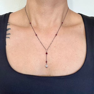 Red Crystal Pendant Necklace With Bead Accents, Two Versions