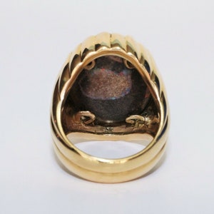 HEAVY Gents 18K Yellow Gold with a LARGE 16.35ct Natural Australian Boulder Black Opal Ring image 8