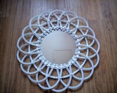 Asian Inspired Rattan Wicker Mirror in White