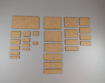 Rectangular MDF 2mm Thick Wargaming Bases, Various Sizes