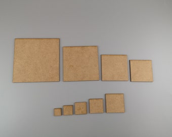 Square MDF 2mm Thick Wargaming Bases, Various Sizes