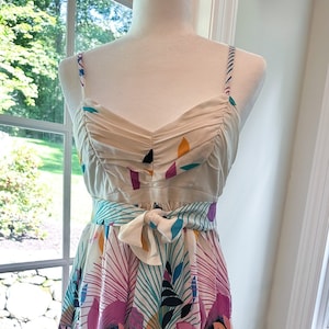 Vintage designer Yumi Kim Silk Dress: Floral A-Line, Size M