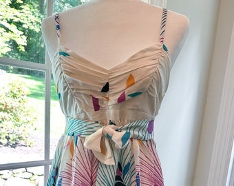 Vintage designer Yumi Kim Silk Dress: Floral A-Line, Size M