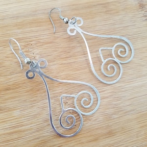 Vintage sterling silver delicate oversized scroll earrings unusual