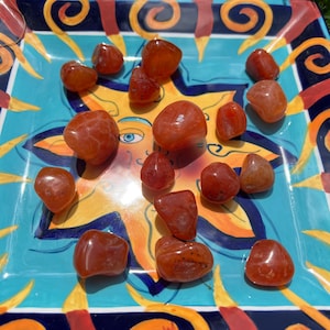 1 Small Medium Grade A Vibrant Orange Carnelian Tumble - Carnelian Tumbled Stone