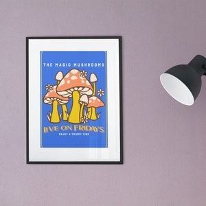 Retro Mushroom Poster - Nostalgic Botanical Art for Your Space, Groovy Mushroom Art, Mushroom Wall Art