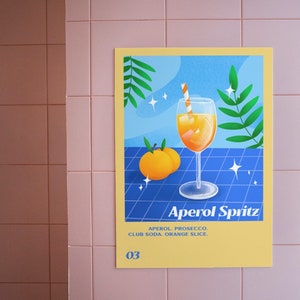 Aperol Spritz Cocktail Poster - The Art of Italian Aperitivo, Bar Cart Decor, Premium Matte Posters