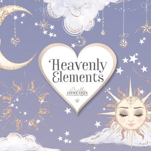 Maan clipart/zon clipart/sterren clipart/hemelse elementen clipart bundel, hanger clipart, sterpatroon, vallende ster PNG