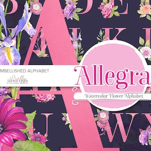 Floral alphabet. Alphabet clipart. Sublimation alphabet downloads. Alphabet prints. Printable alphabet letter stickers. Alphabet letters art