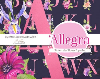 Floral alphabet. Alphabet clipart. Sublimation alphabet downloads. Alphabet prints. Printable alphabet letter stickers. Alphabet letters art