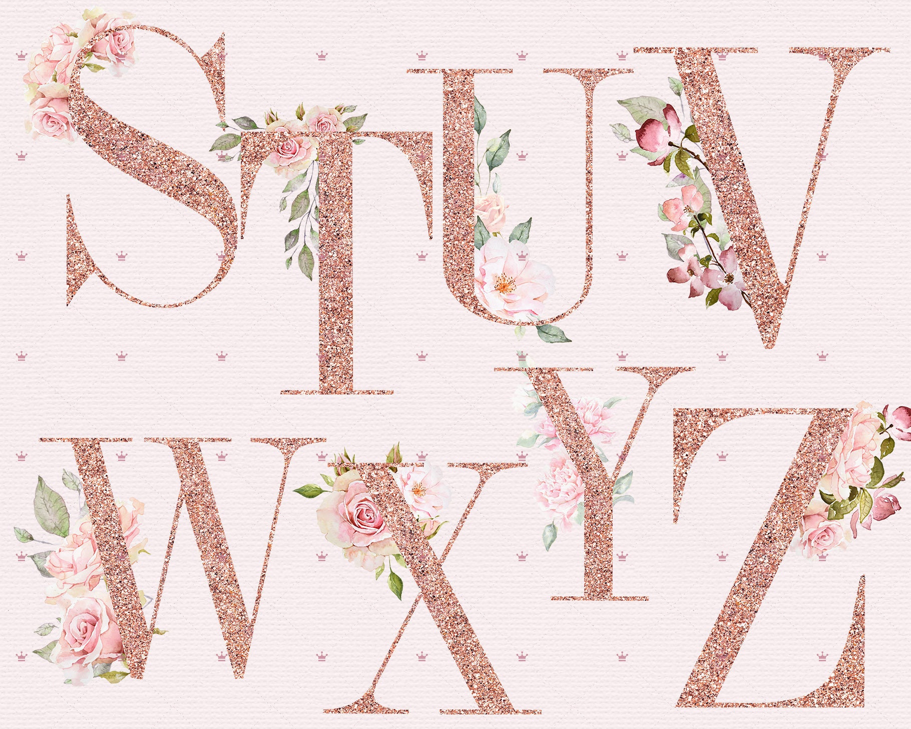 Floral Alphabet Clipart Floral Letters Botanical Alphabet - Etsy