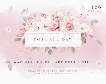 Imágenes prediseñadas de flores en acuarela, colección de ramos de rosas (PNG, PSD)