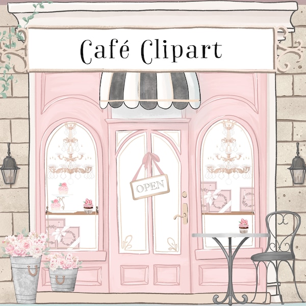 Coffee Shop Clipart, Boutique Clipart | Paris Clipart, Paris Shop Clipart, Store Front Background | Instant Digital Download, Bakery Clipart