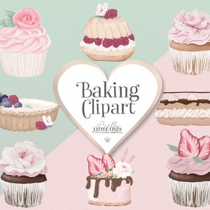 Imágenes prediseñadas para hornear. Imágenes prediseñadas de macarrones dibujados a mano. Clipart de cupcakes dibujados a mano. Imágenes Prediseñadas de la fiesta del té. Imágenes prediseñadas de postre digital.