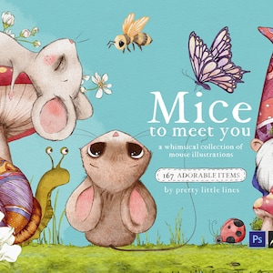 Clipart souris mignon, clipart souris, gnome, souris mignonne, clipart Woodland, créatures des bois, téléchargement immédiat clipart souris mignonne
