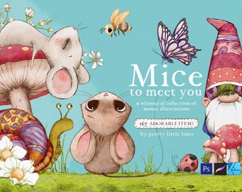 Niedliche Maus Clipart, Maus Clipart, Gnome Clipart, süße Maus, Wald Clipart, Wald Kreaturen, Instant download süße Maus Clipart