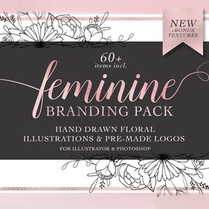 DIY Logo - Botanical Logo Handmade Florals, Editable Logo, Feminine Style Logo - DIY Logo Design Custom Editable Floral Personalized Logos