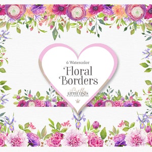 Floral Borders Clipart, Clipart Borders, Border Clipart, Instant Download Printable Png, Flower Border Png, Floral Clipart Printable