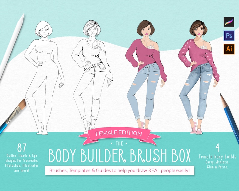 Procreate Brushes Body Builder Brush Set Female Edition. Etsy