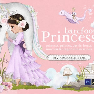 Einhorn-Clipart, Prinzessin-Clipart, Pferde-Clipart, Schlösser, Drachen-Clipart, Prinzen, Blumen-Clipart