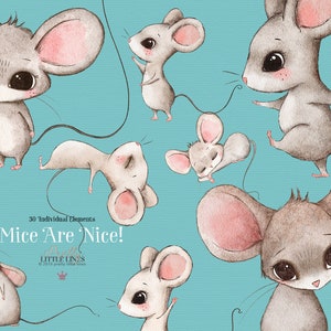 Woodland souris Clipart - Woodland bébé animaux, mignon souris Clipart, téléchargement immédiat, souris Clipart, Woodland Nursery Decor