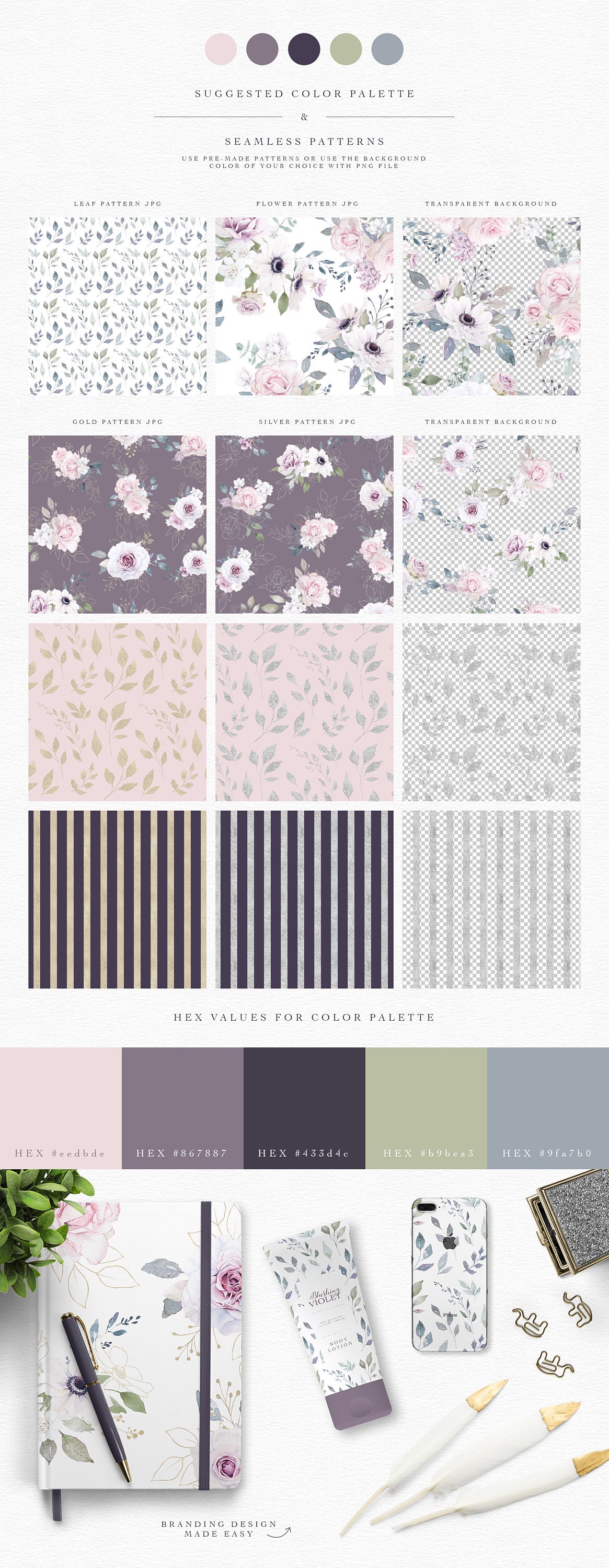 Watercolor Floral Digital Paper Pack, Seamless Patterns (JPG, PNG) - Etsy