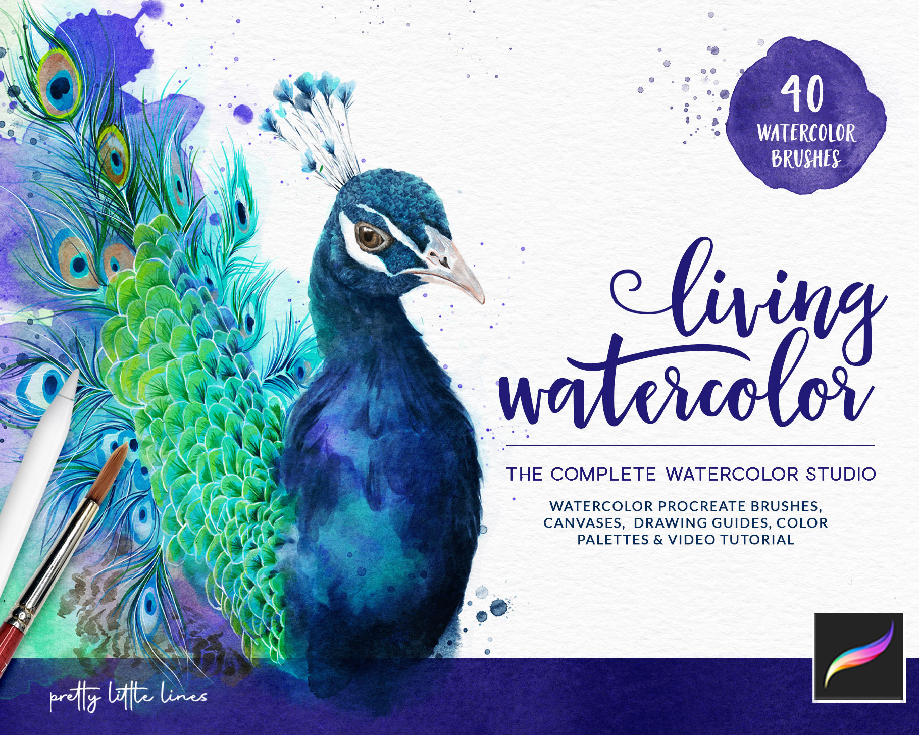 Watercolor Procreate Brushes - 40 Watercolor Brushes For Procreate, Bring That Translucent & Textured Look To Your Digital Painting