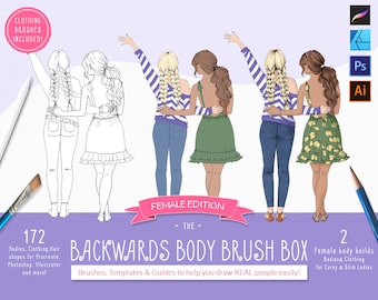 Procreate Fashion Brush -  Stamp Brush Set, Make Your Own Best Friends Clipart, Backwards Body Procreate Brush Set, BFF Clipart Brushes