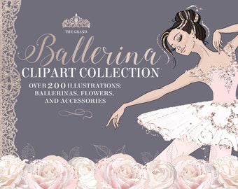 Ballerina Clipart, Ballett Clipart, Ballerina Aufkleber, Ballett digitale Muster, Ballerina Kinderzimmer Kunst, Blumen Clipart, Ballerina Art