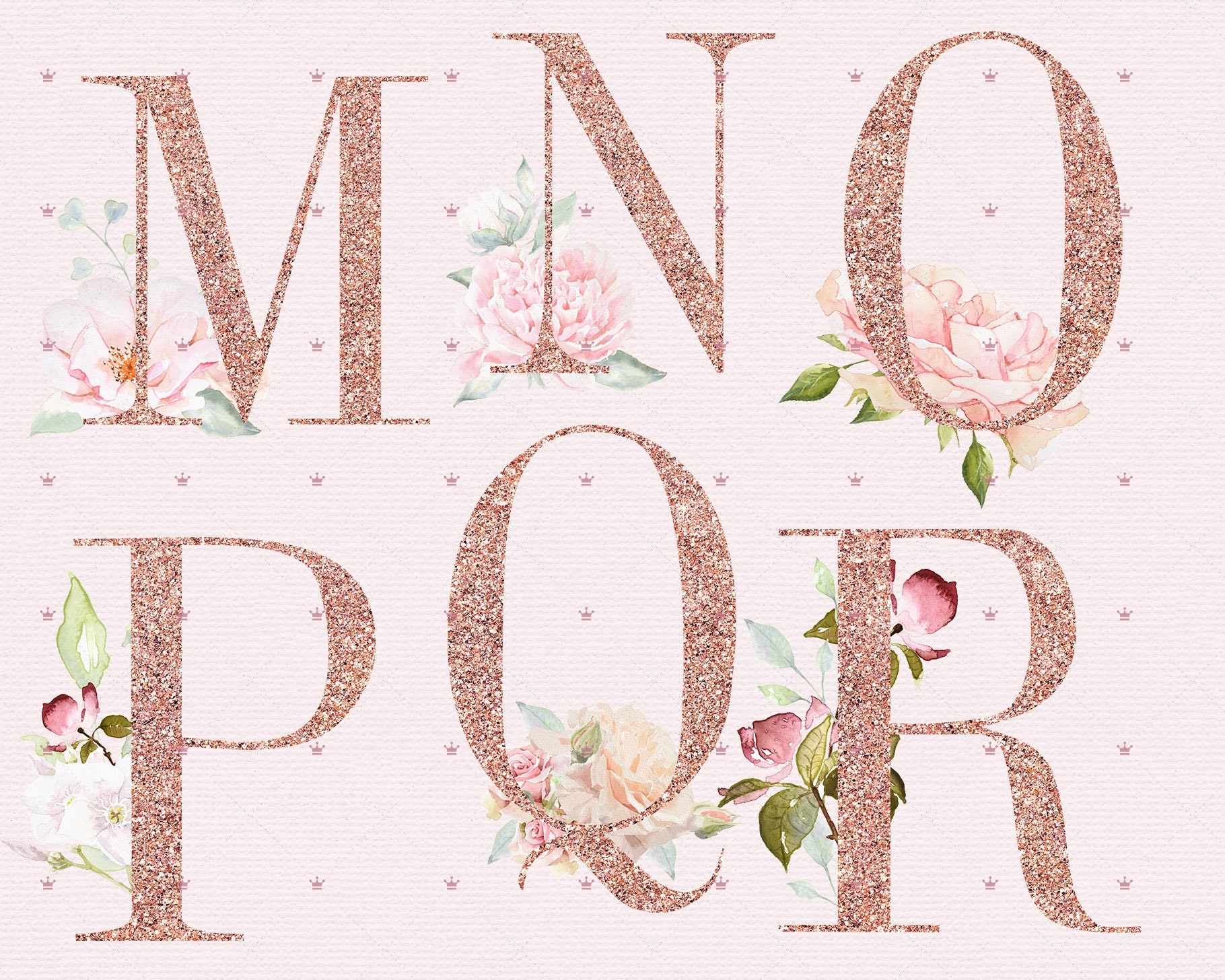 Floral Alphabet Clipart Floral Letters Botanical Alphabet Etsy