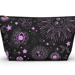 Sun and Moon Makeup Bag (2 sizes), Galaxy Cosmetic Bag, Star Makeup Bag, Astrology Pouch, Space Makeup Bag, Galaxy Travel Bag, Toiletry Bag