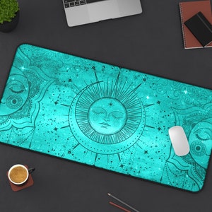 Celestial Desk Mat (3 sizes), Mandala Mousepad, Sun & Moon Desk Mat, Moon Desk Mat, Mandala Desk Mat, Astrology Desk Mat, Hippie Desk Mat