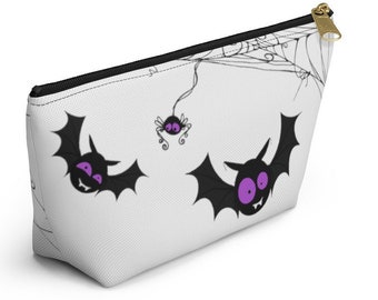 Bat Makeup Bag, Halloween Makeup Bag, Bat Cosmetic Bag, Spooky Bag, Halloween Decor, Spiderweb Makeup Bag, Halloween Cosmetic Bag, Spiders