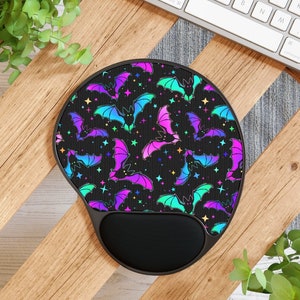 Bat Mousepad, Mousepad with Wrist Rest, Bat Mouse Pad, Blacklight Mousepad, Ergonomic Mousepad, Memory Foam Mousepad, Mouse Pads, Mousepads