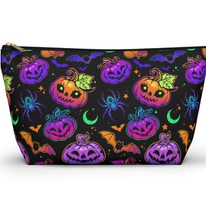 Halloween Makeup Bag (2 sizes), Bat Makeup Bag, Pumpkin Bag, Halloween Cosmetic Bag, Spooky Pouch, Bat Bag, Halloween Toiletry Bag, Pouches