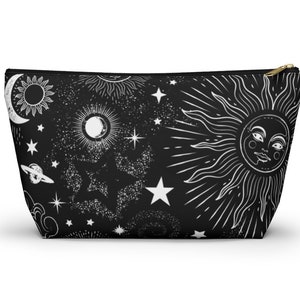 Galaxy Toiletry Bag (2 sizes), Space Cosmetic Bag, Sun and Moon Makeup Bag, Galaxy Accessory Pouch, Astrology Makeup Bag, Galaxy Makeup Bag