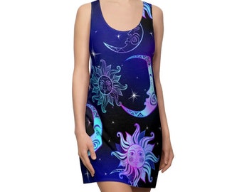 Moon & Sun Dress, Astrology Dress, Galaxy Dress, Moon Dress, Sun Dress, Astrology Clothing, Hippie Dress, Summer Dress, Festival Dress, Star