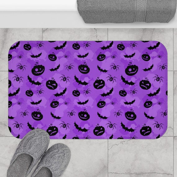 Pumpkin Bath Mat 2 Sizes Halloween Bath Mat Bat Bath Mat 