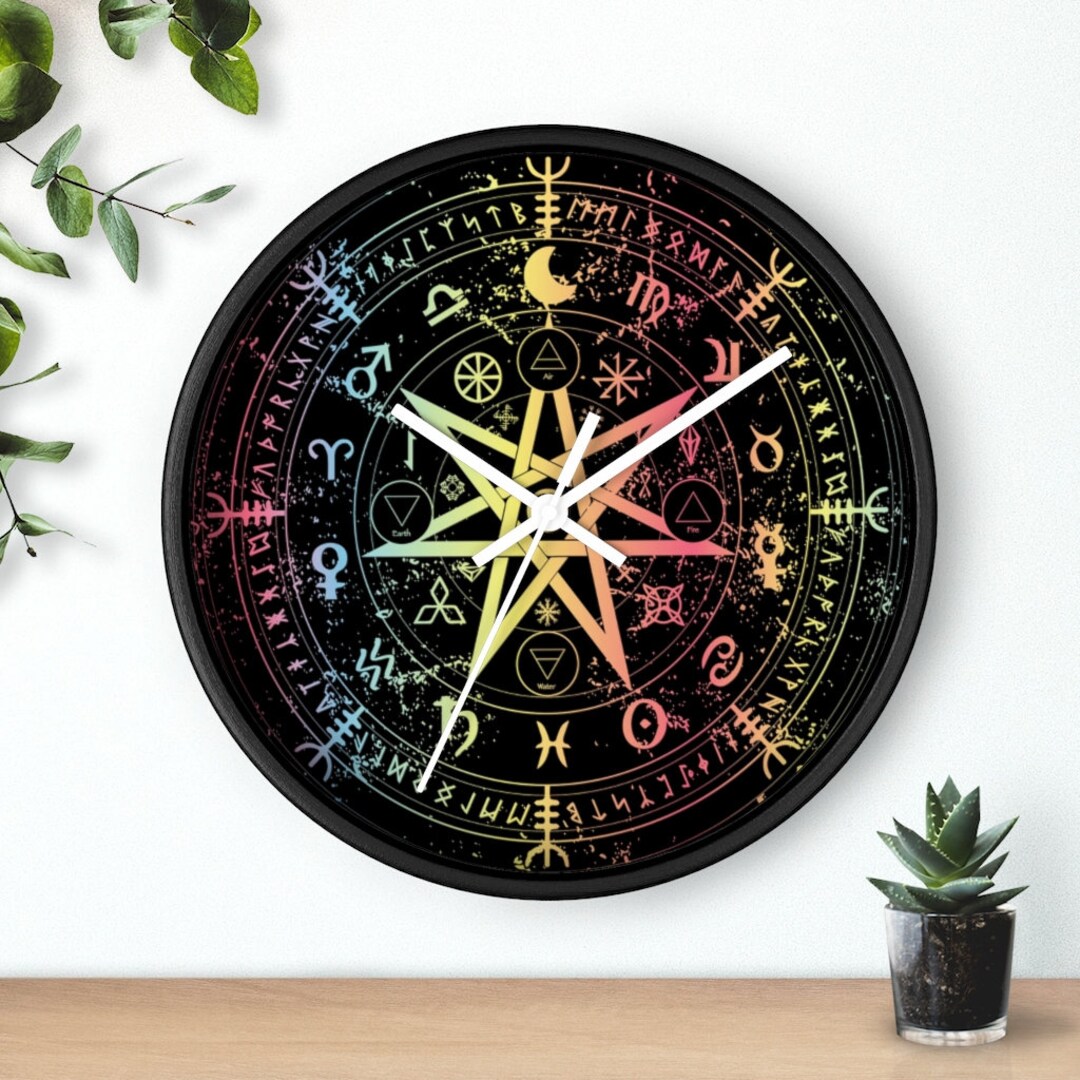 Colorful Zodiac Wall Clock 10 Wall Clock Wiccan Decor Etsy