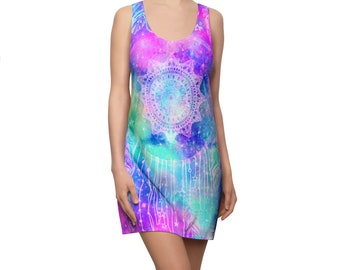 Galaxy Dress, Dreamcatcher Dress, Astrology Dress, Moon Dress, Cute Dress, Dreamcatcher Clothing, Summer Dress, Hippie Dress, Festival Dress