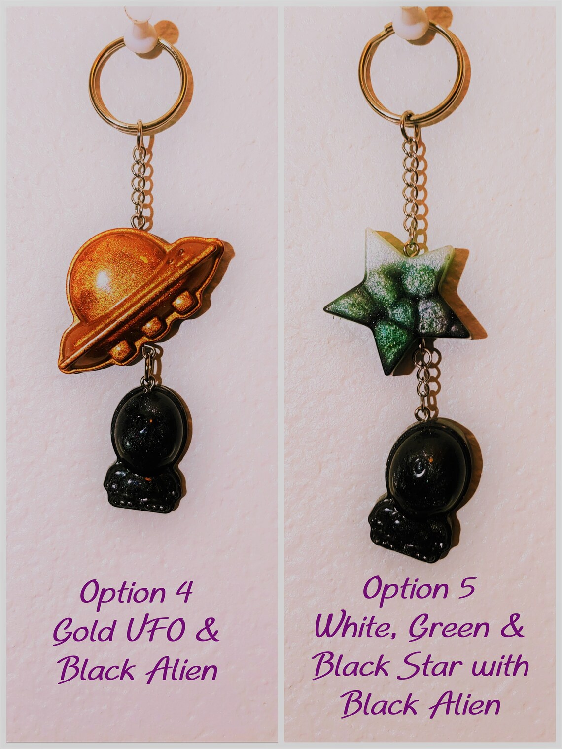 Alien UFO & Star Keychain Glow in the Dark Keychain Alien Etsy