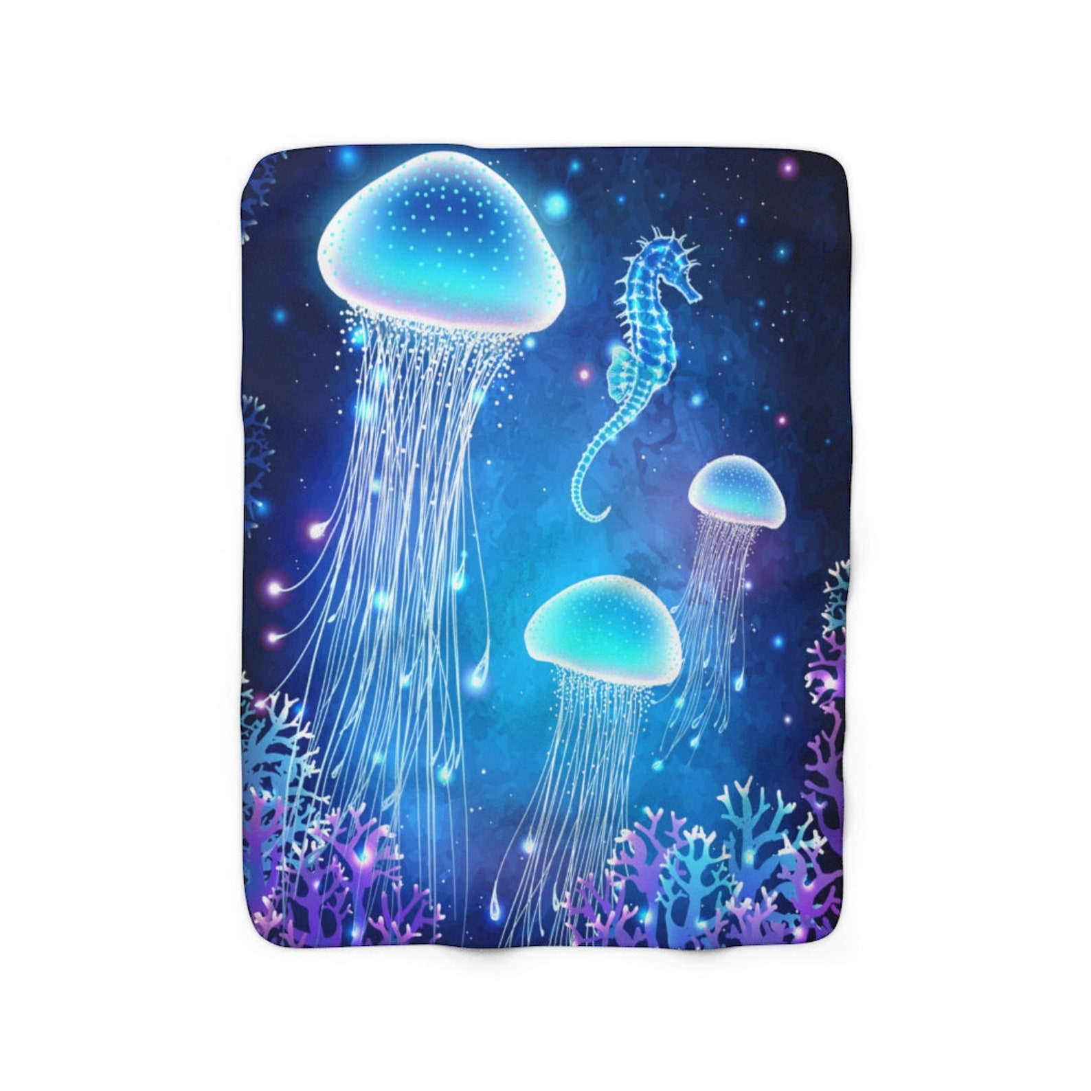 Jellyfish Blanket, Under the Sea Throw, Seahorse Blanket, Jellyfish