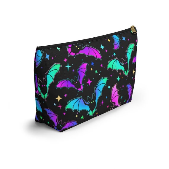 Lustige Fledermaus Make-up-Tasche | 25x17 Cm | Baumwolle-Leinen | Doppelseitig Bedruckt | Geschenk Für Frauen