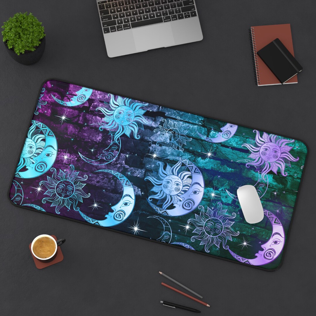 Sun and Moon Desk Mat (3 Sizes), Moon Mousepad, Celestial Desk Mat, Sun ...