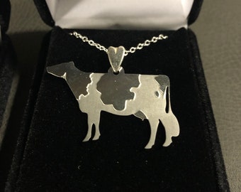 Dije de joyería de vaca, vaca lechera, Holstein, Jersey, marrón, suizo, shorthorn, Guernsey, acero, cobre, latón, oro y plata.