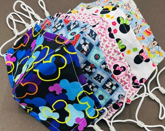 Adult and children cotton face masks.  Triple layers, nose wire & adjustable elastics.  Available in sizes 2 yrs to adult.  Made in the USA