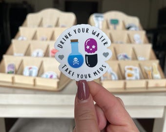 Drink Water Take Meds Sticker: Daily Reminder Decal