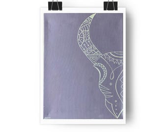 Geometric Animal Skull Giclee Print: Modern Home Decor